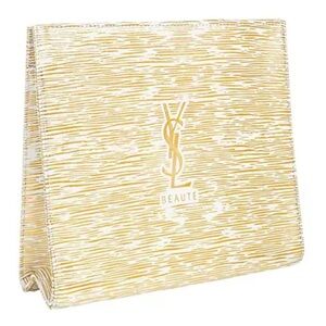 YSL Cosmetic Beauté Gold and Cream Pouch Bag in gold